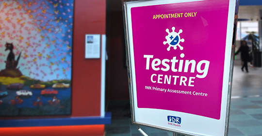 IWK COVID-19 Testing Centre sign