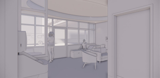 Rendering of the mental health and addictions waiting room