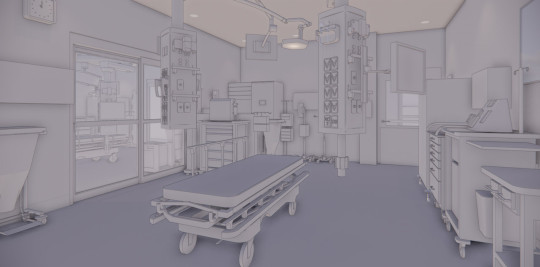 Resuscitation room with sliding door to procedure room