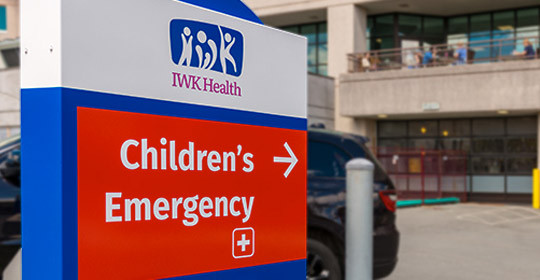 Exterior sign for the IWK Children's Emergency Department