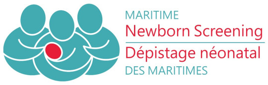 Maritime Newborn Screening. Logo has abstract illustration of three people gathered together, with one holding a baby.