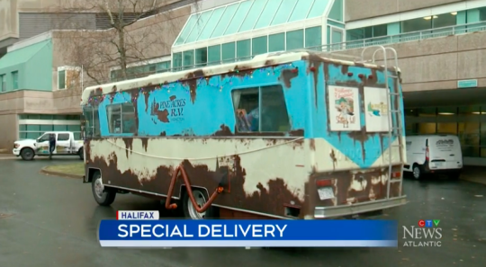 A recreation of the dilapidated RV in National Lampoon's Christmas Vacation pulls up in front of the IWK.