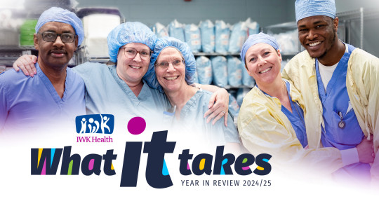 Five people in scrubs laugh with their arms around each other. What it takes is printed across the bottom of the photo.