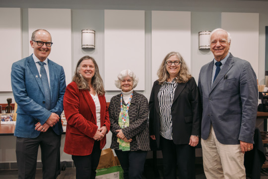 Left to right: Dr. David Anderson, Dean, Faculty of Medicine, Dalhousie University; Dr. Krista Jangaard, President and CEO, IWK Health; Dr. Noni MacDonald, Co-founder, MicroResearch and Professor Emerita, Dalhousie University and IWK Health; Dr. Jennifer Bain, Associate Vice-President Research, Dalhousie University; Dr. Bob Bortolussi, Co-founder, MicroResearch and Professor Emeritus, Dalhousie University and IWK Health.
