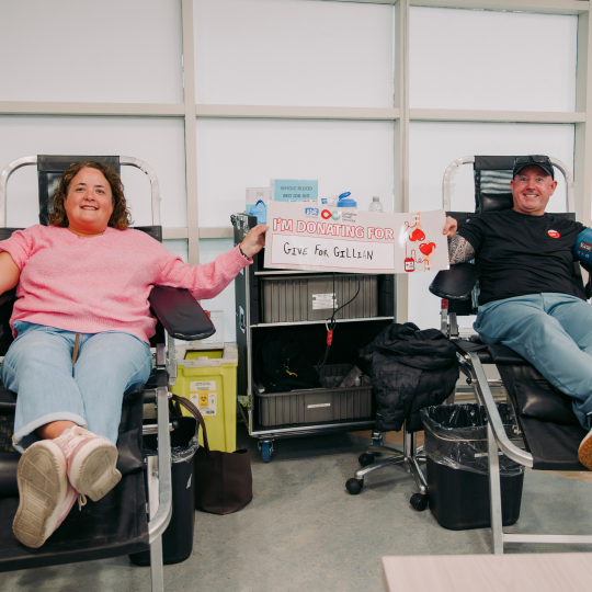 Tamara and her husband, Derrick, donating blood in honour of their daughter, Gillian. Photos by Ryan Wilson IWK