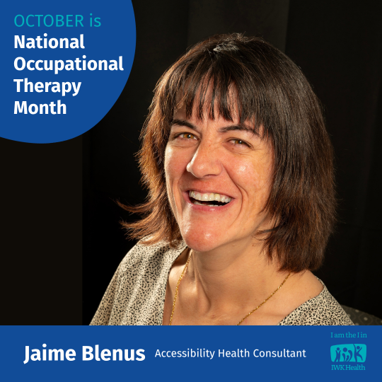 Jaime Blenus smiles at the camera. October is National Occupational Therapy Month.