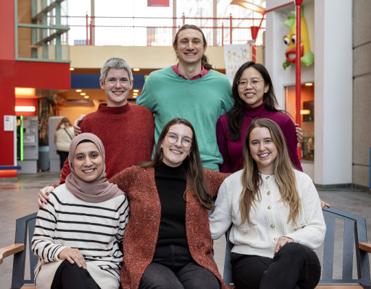 Front row, left to right- Teba Hamodat, Siann Gault, Taylor Wasylyshyn  Back row, left to right- Alex Rubin, Jason Crutcher, Hazel Ngo