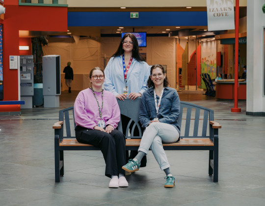 In the photo is the IWK Hematology/Oncology Clinical Research Support Team (CRST) Left to right: Sarah Keeping RN PhD Candidate, Katrina MacDonald RN MN Candidate Back row: Elayna Foran MA Missing from photo: Dr. Meghan Pike, Tiffany Rent RN MN