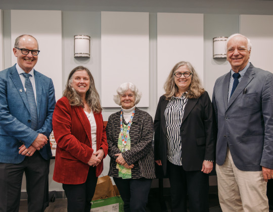 Left to right: Dr. David Anderson, Dean, Faculty of Medicine, Dalhousie University; Dr. Krista Jangaard, President and CEO, IWK Health; Dr. Noni MacDonald, Co-founder, MicroResearch and Professor Emerita, Dalhousie University and IWK Health; Dr. Jennifer Bain, Associate Vice-President Research, Dalhousie University; Dr. Bob Bortolussi, Co-founder, MicroResearch and Professor Emeritus, Dalhousie University and IWK Health.