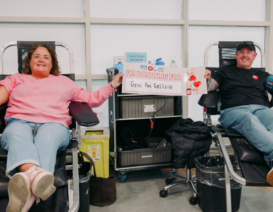 Tamara and her husband, Derrick, donating blood in honour of their daughter, Gillian. Photos by Ryan Wilson IWK