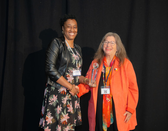 Karen Hall accepts her award for Internationally Educated Nurse of the Year.