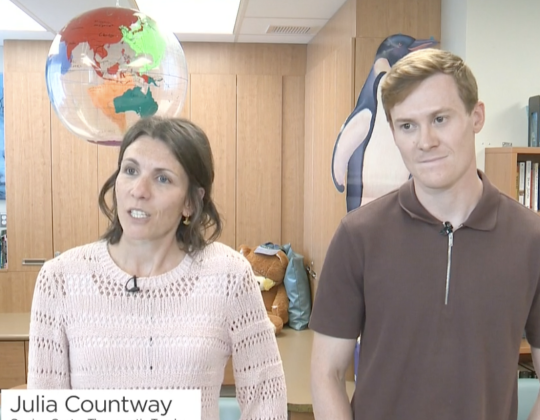 Teachers Julia Countway and Alex Neuffer get IWK Health classrooms ready for the school season.