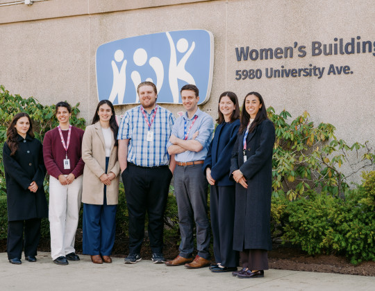 Left to right you have Hadley Bent, Kelsea McAllister, Onika Drabble, Mark Hamlin, Michael Drake, Elsie Gillis, Eve Daniels. Photo by Ryan Wilson IWK.